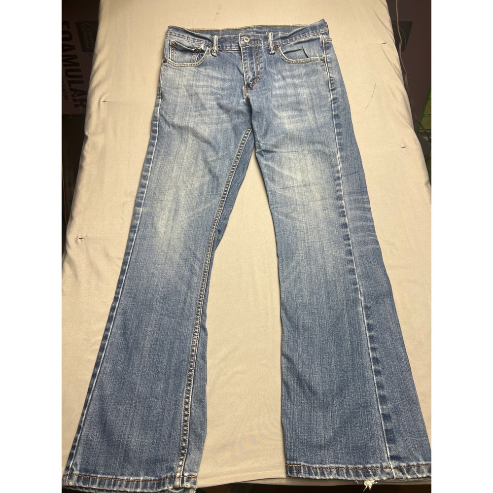 Levis 527 Slim Bootcut Jeans Mens 30x30 Medium Wash Distressed Denim 05527-0487
